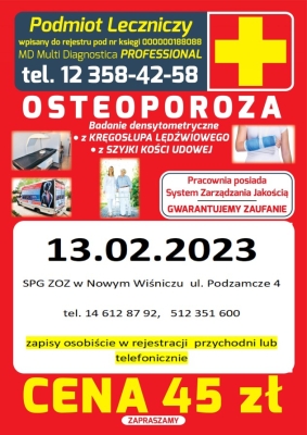 BADANIE OSTEOPOROZY 13.02.2023