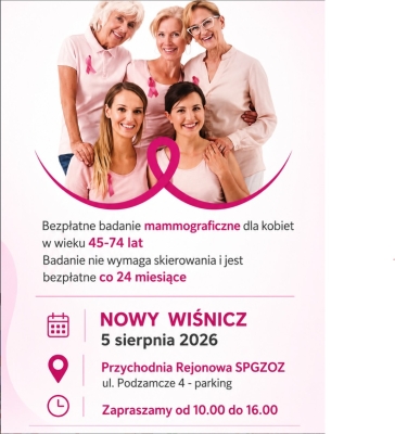 Bezpłatna mammografia w Nowym Wiśniczu!
